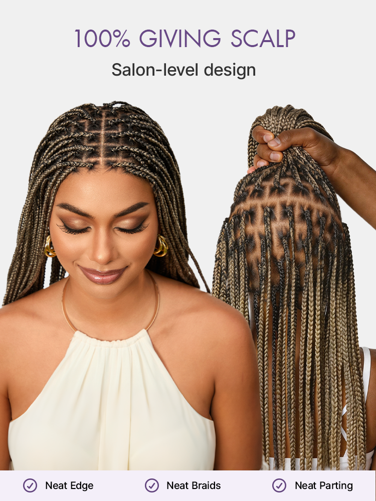 Goddess Blonde Glueless Knotless Braided HD Lace Wig