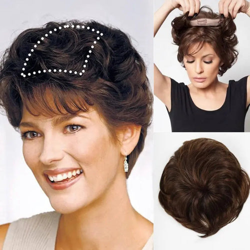 🔥Short Pixie Cut Human Hair Topper with Bangs for Women