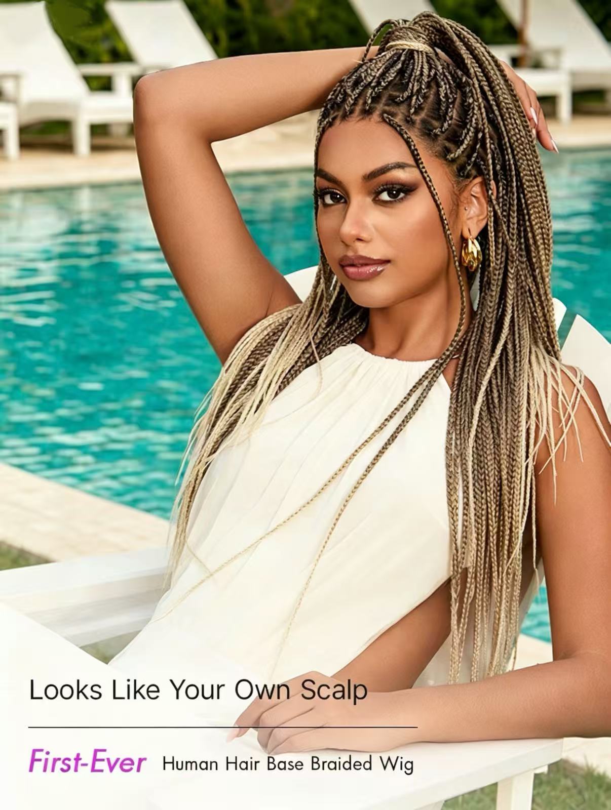 Goddess Blonde Glueless Knotless Braided HD Lace Wig
