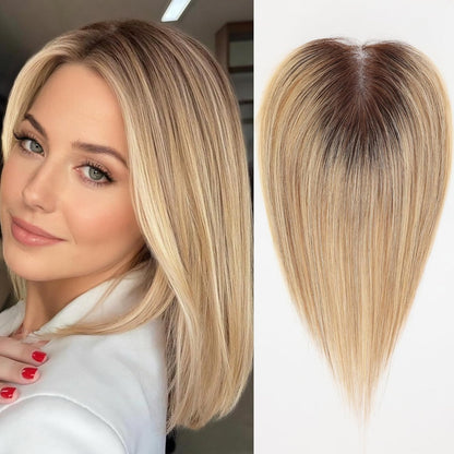 🔥Straight Hair Topper for Crown Thinning – Natural Coverage at the Crown