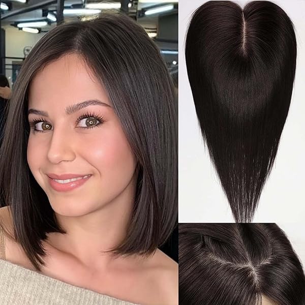 🔥Straight Hair Topper for Crown Thinning – Natural Coverage at the Crown