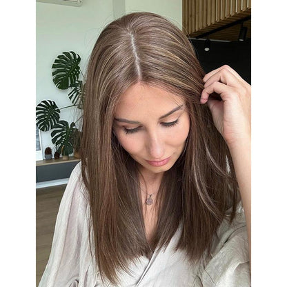 🔥Straight Hair Topper for Crown Thinning – Natural Coverage at the Crown