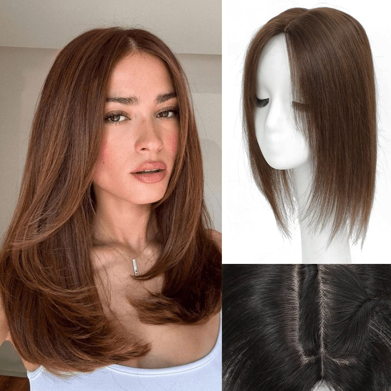 🔥Straight Hair Topper for Crown Thinning – Natural Coverage at the Crown