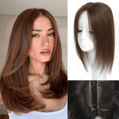 🔥Straight Hair Topper for Crown Thinning – Natural Coverage at the Crown