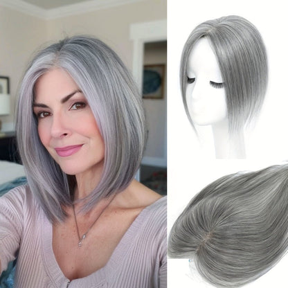 🔥Straight Hair Topper for Crown Thinning – Natural Coverage at the Crown
